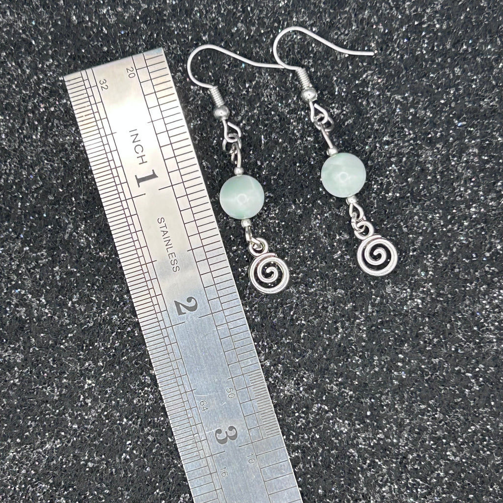 Green Moonstone & Spiral Earrings