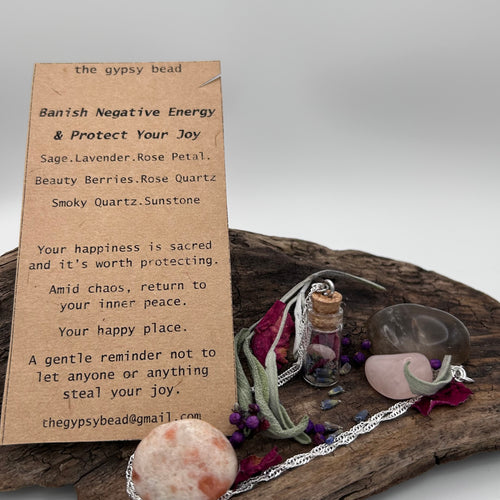 Banish Negative Energy & Protect Your Joy Spell Bottle Necklace