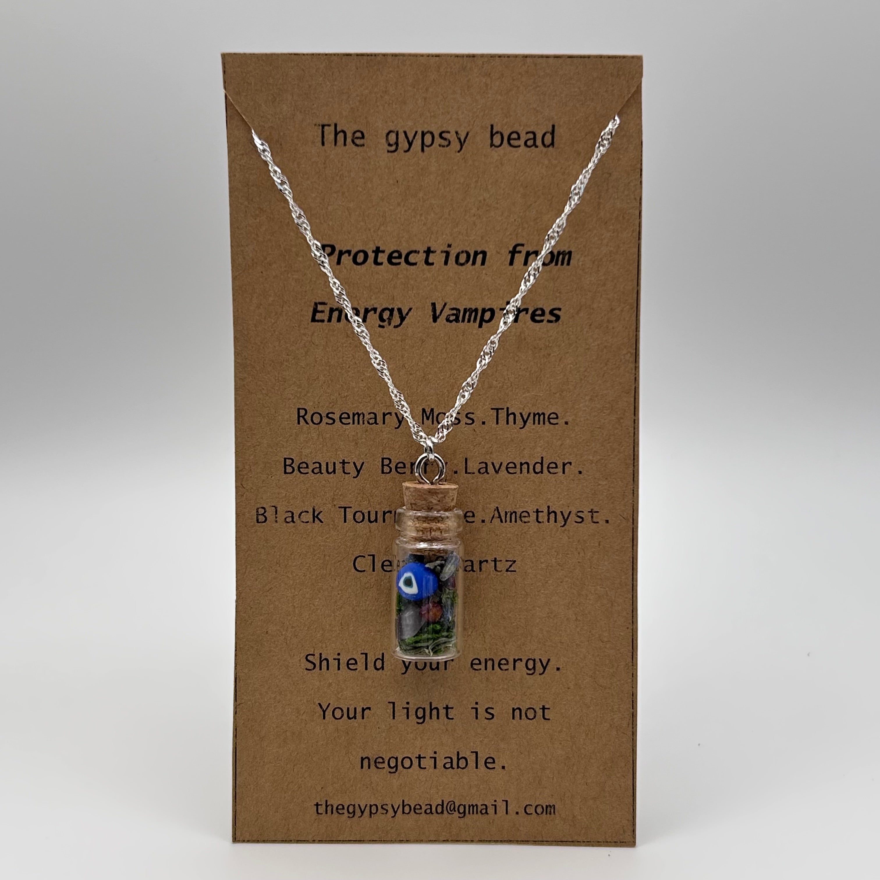 Protection from Energy Vampires Spell Bottle Necklace