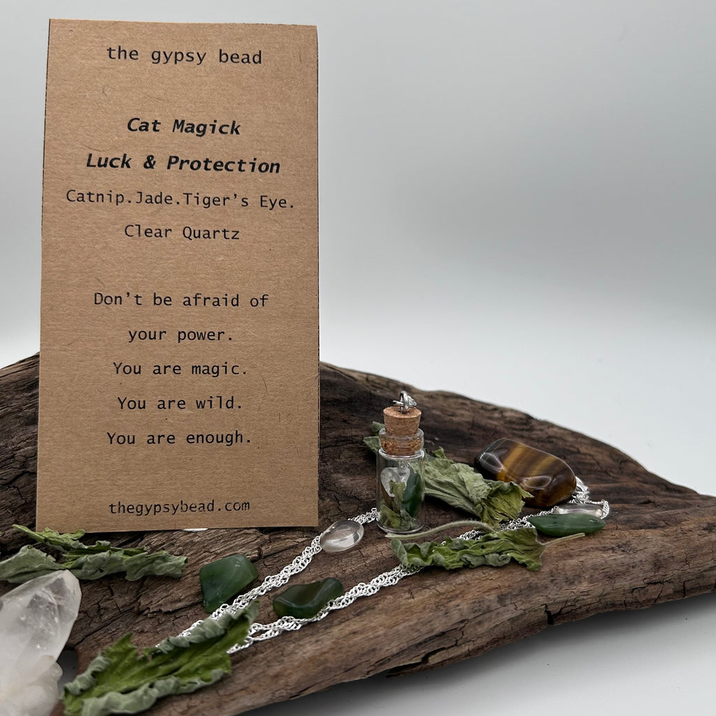 Cat Magick: Luck & Protection Spell Bottle Necklace