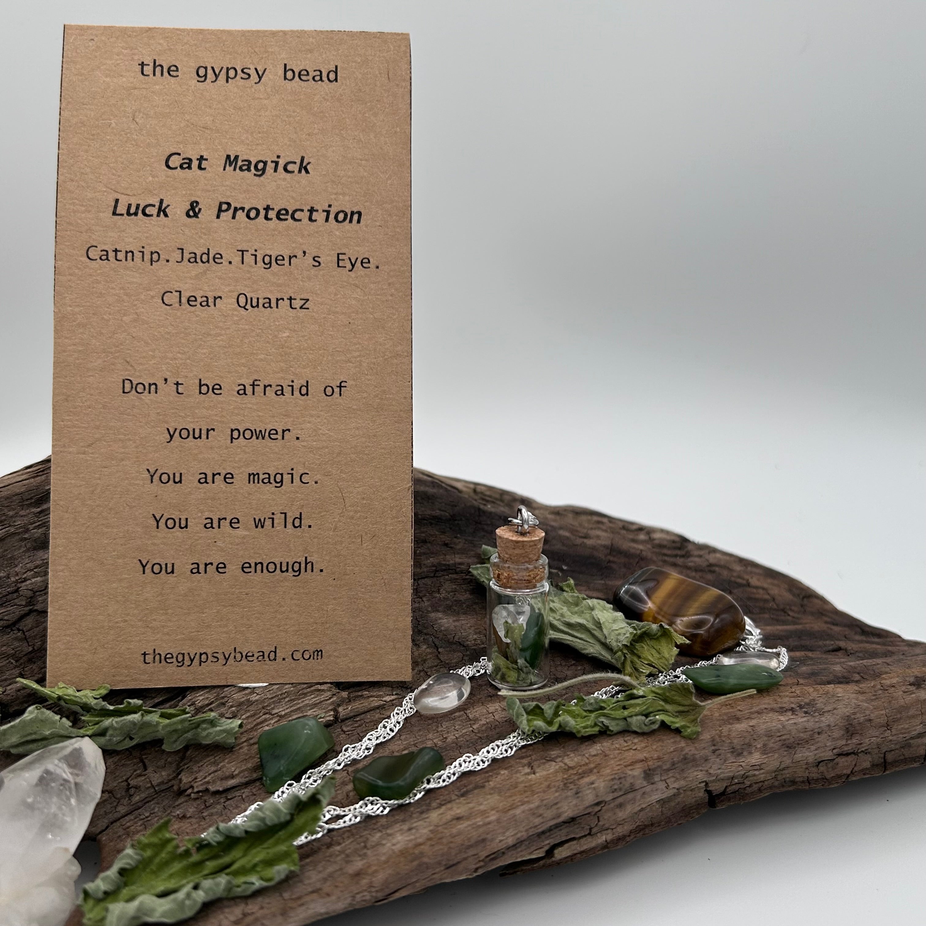 Cat Magick: Luck & Protection Spell Bottle Necklace